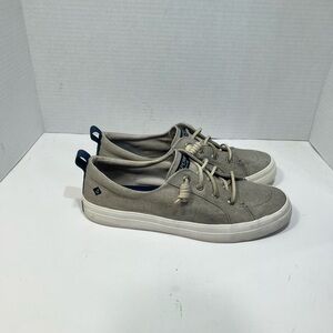 Sperry Men's Canvas Lace-Up Sneakers - Taupe with Navy Accents